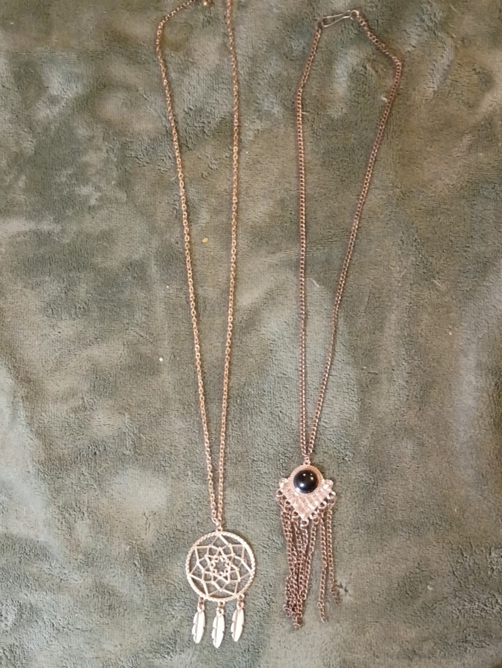 Rose Gold Dreamcatcher Pendant Necklace with Fringe Accent - Women Jewelry